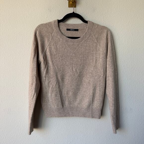 Quince 100% Cashmere Beige Oatmeal Crewneck Sweater Size S - Picture 1 of 5